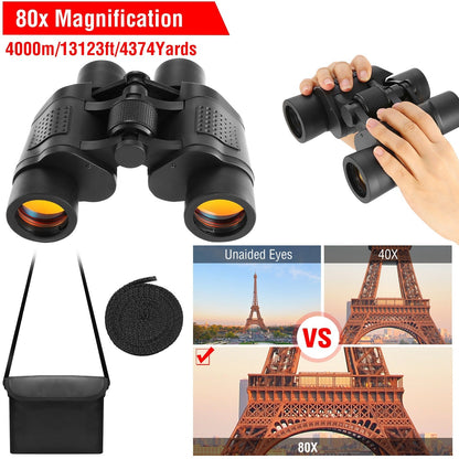 GemGear portable HD binoculars with 80x magnification and FMC lens with shoulder bag on Tampa Home & Garden Store