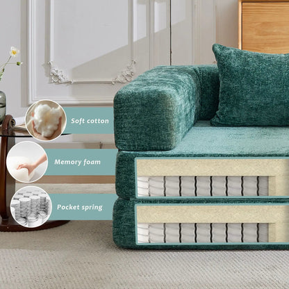Convertible floor sofa bed futon with teal velvet modular sections Unique Piece Furniture on Tampa Home & Garden Store
