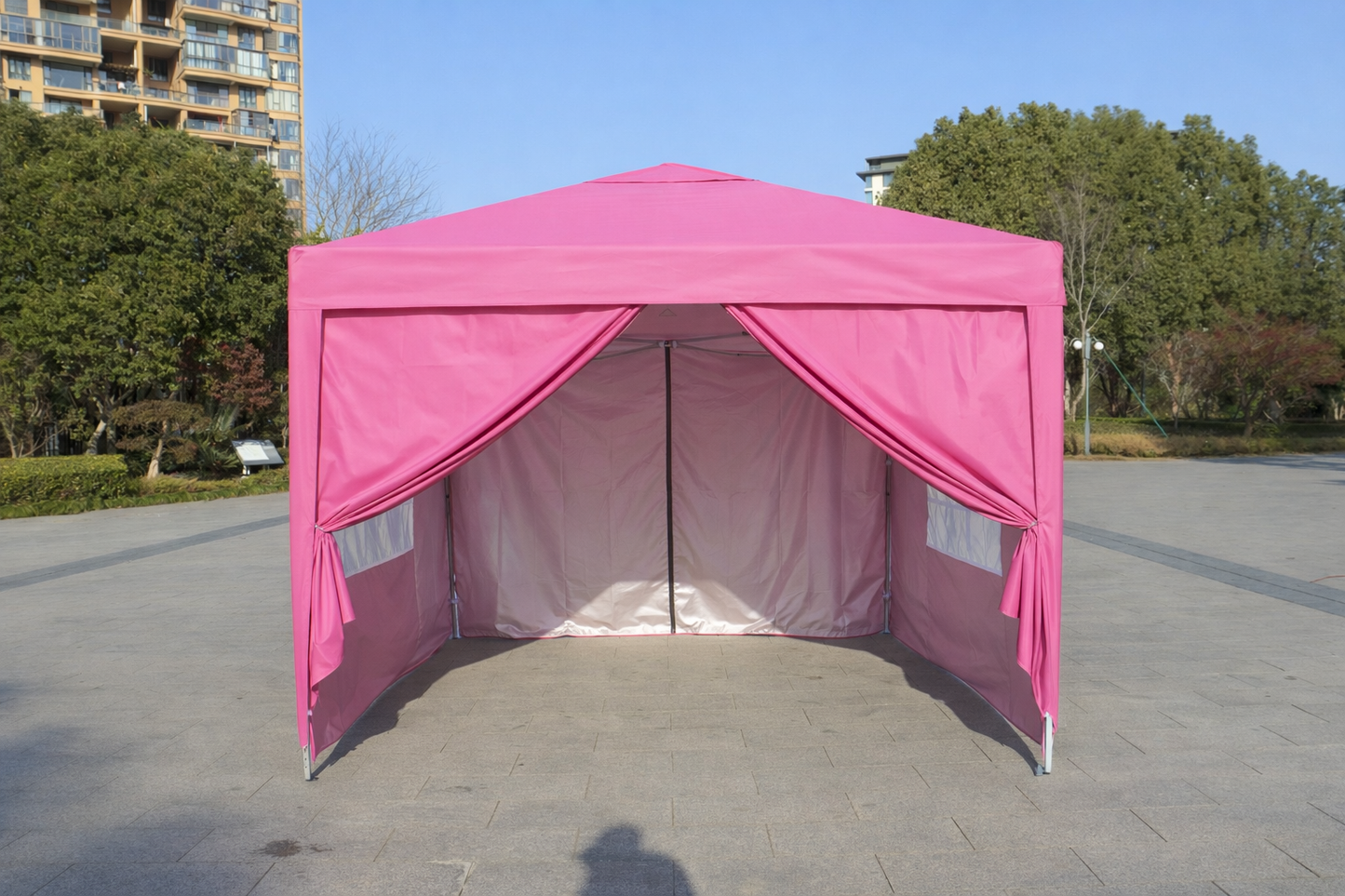 HouseOfZazla 10x10ft pink outdoor pop up gazebo canopy tent with sidewalls on Tampa Home & Garden Store