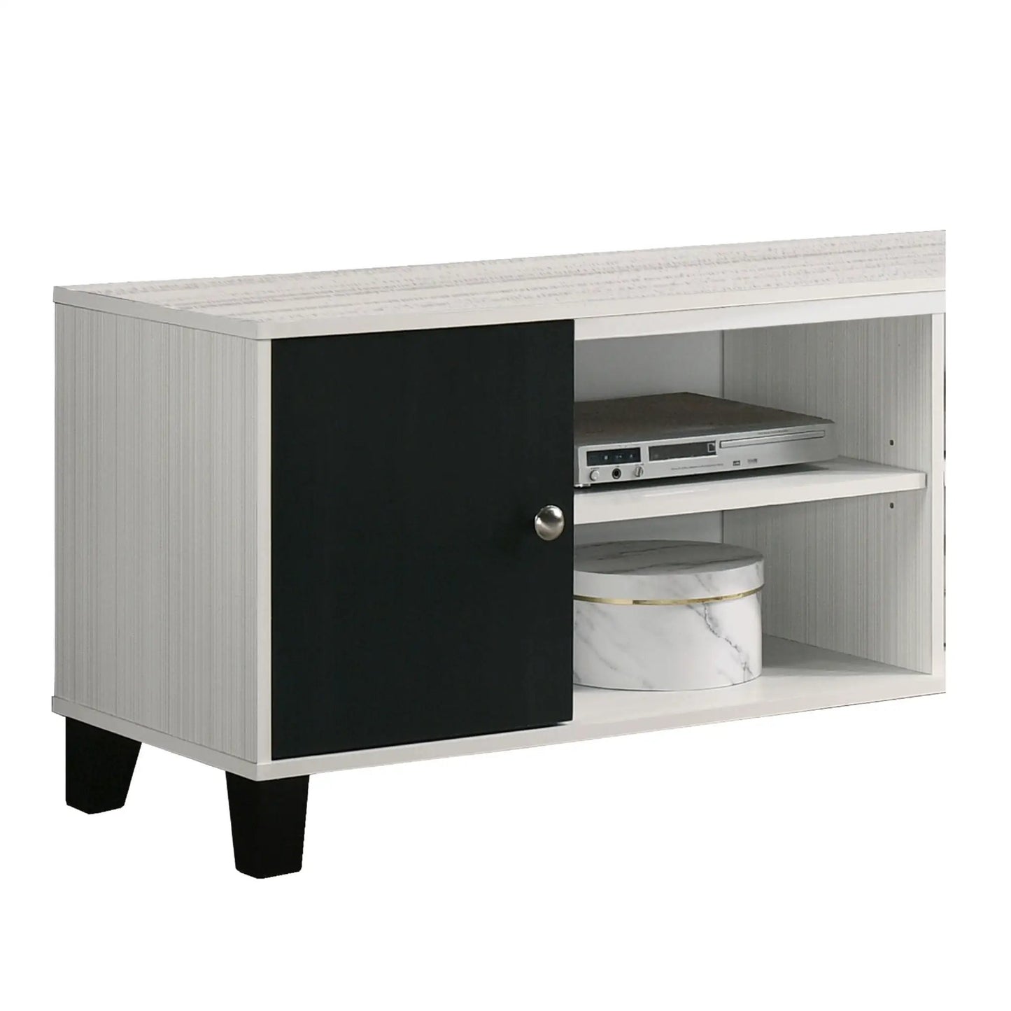 Two Tone TV Stand With Open Shelves Storage