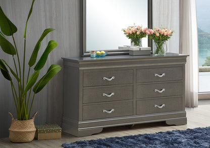 HouseOfZazla metallic black dresser with textured drawers and pink tulips on Tampa Home & Garden Store