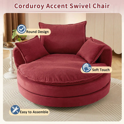 360 Degree Swivel Barrel Chair with Dual Cushions