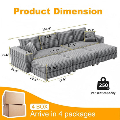Modern Deep Seat Upholstered Sofa and Couch