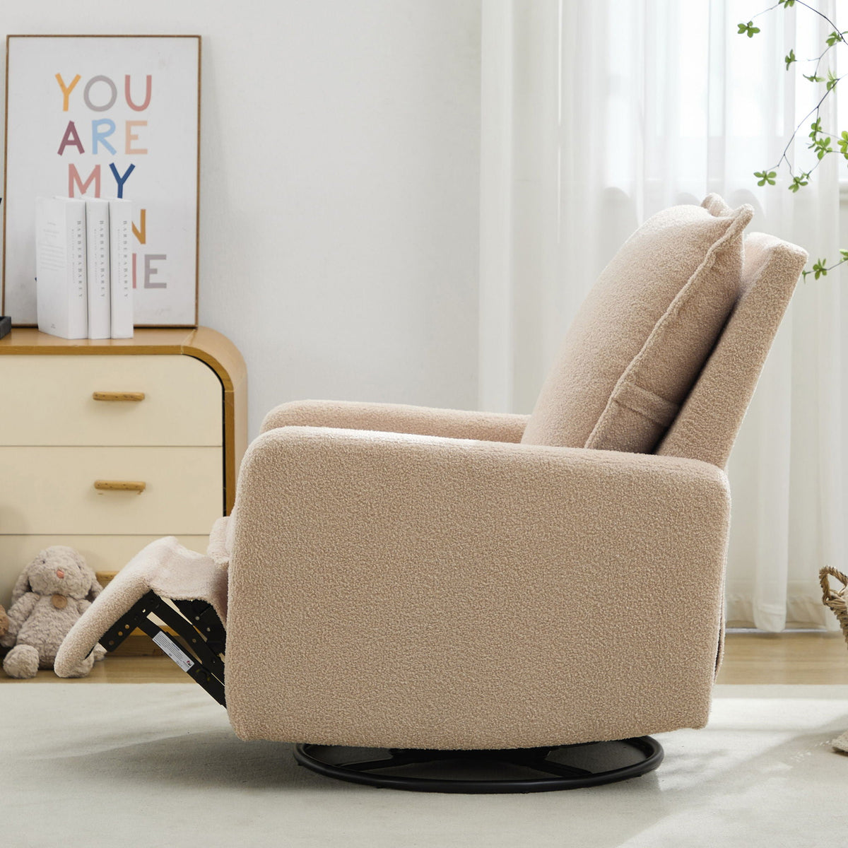 Cozy Swivel Glider Recliner Chair and Leg Rest