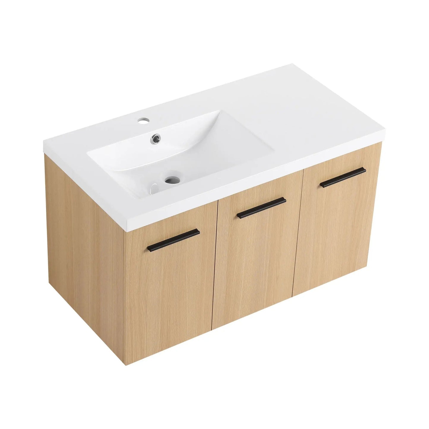 Wall Mounted Floating Vanity with Sink, 3 Doors