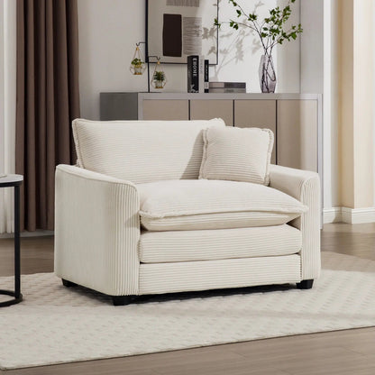 Modern Classic Fabric Single Chair cream ribbed upholstery with pillow on Tampa Home & Garden Store