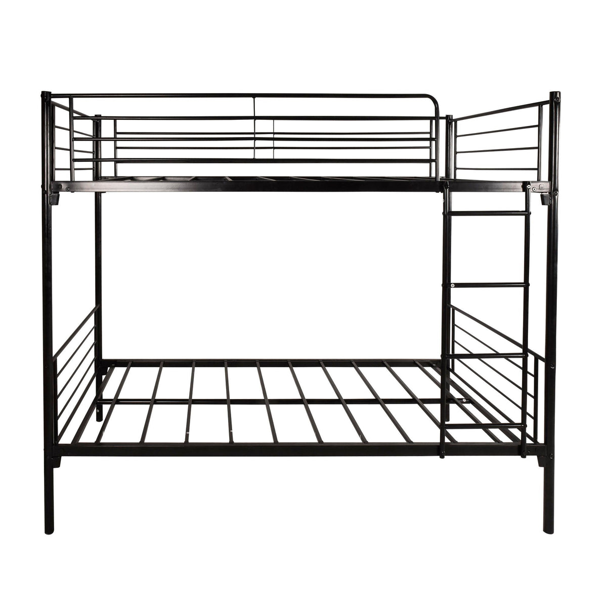Twin over twin metal bunk bed frame in black with ladder, HouseOfZazla on Tampa Home & Garden Store
