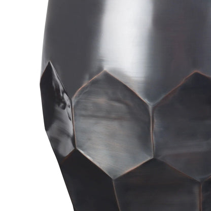 Flanigan hand crafted metal accent table with dark brushed steel and copper-toned facets on Tampa Home & Garden Store