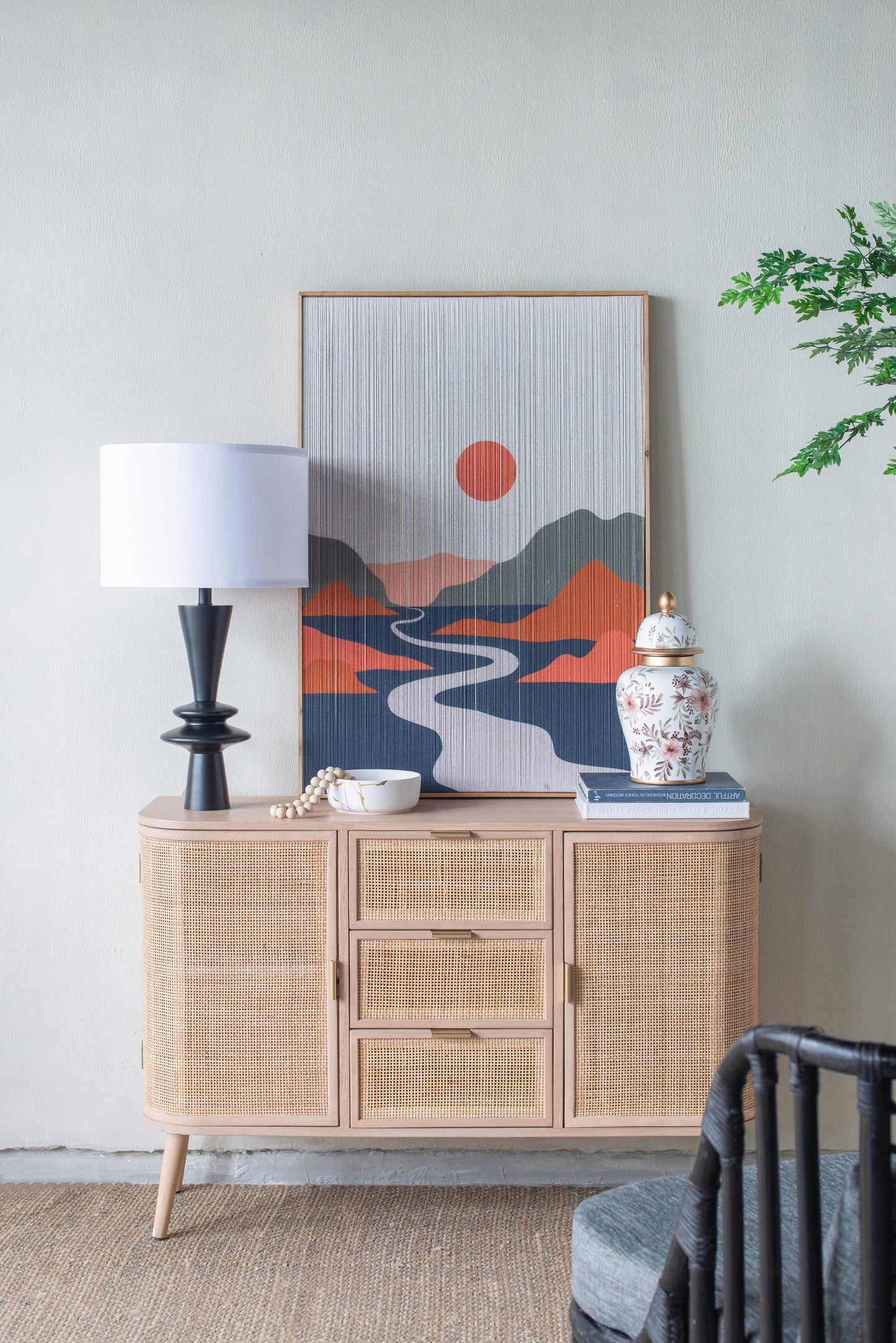 D15x26.7 table lamp with black metal base and white fabric shade by HouseOfZazla on Tampa Home & Garden Store