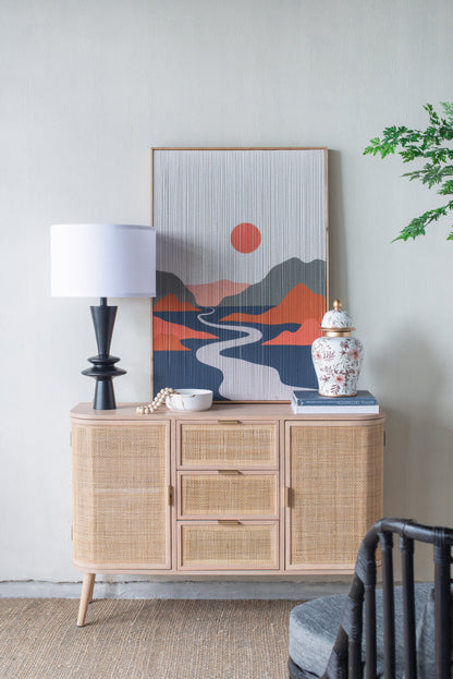 D15x26.7 table lamp with black metal base and white fabric shade by HouseOfZazla on Tampa Home & Garden Store