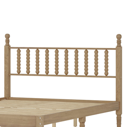 Queen Size Wood Platform Bed with Gourd Shaped Headboard in natural oak by HouseOfZazla on Tampa Home & Garden Store
