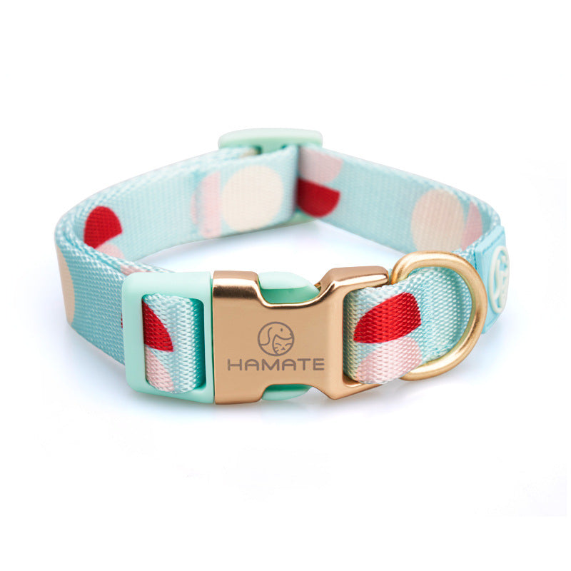 Pet Zen Y-shaped chest strap dog harness with turquoise strap and gold HAMATE buckle on Tampa Home & Garden Store