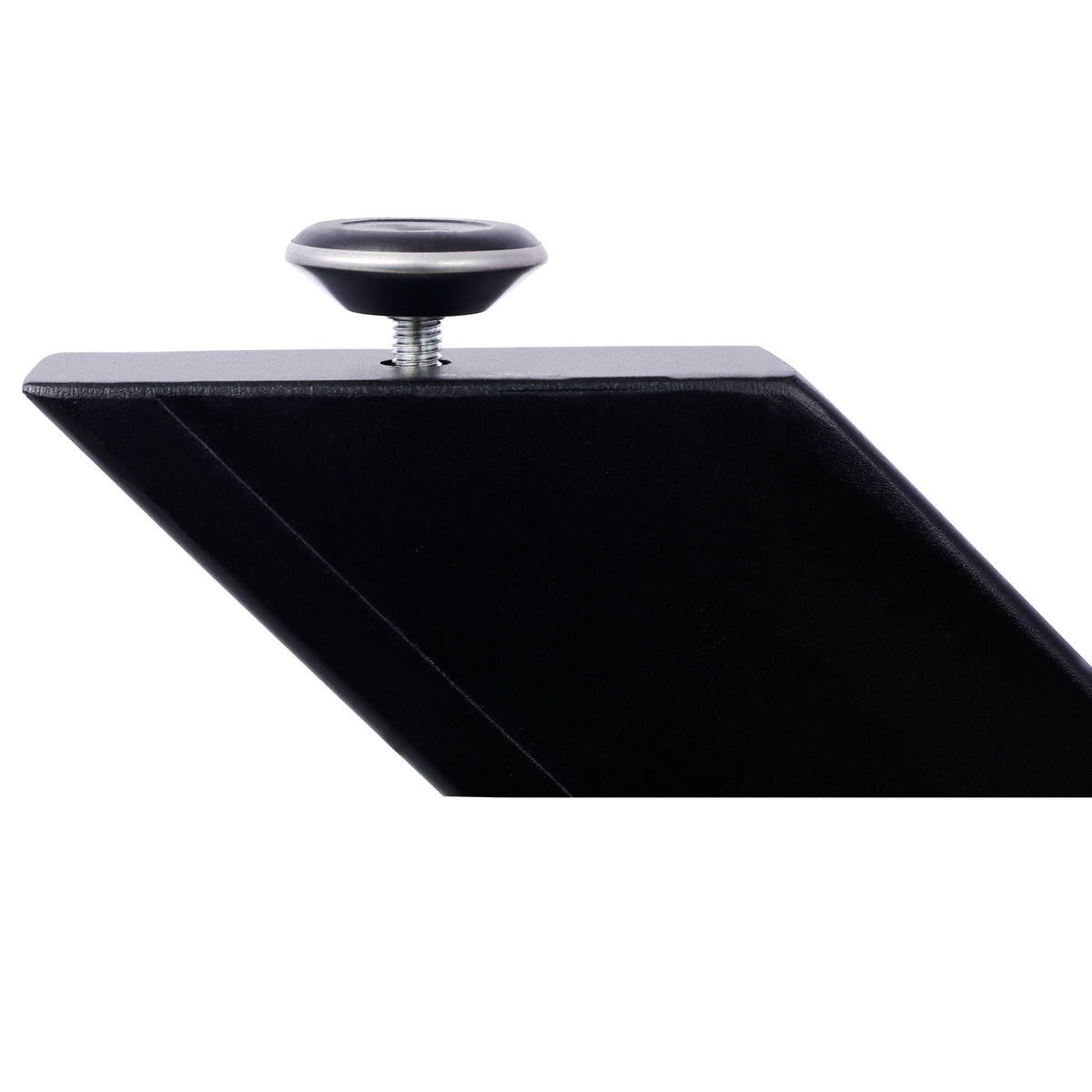 Spider shaped steel table base in black with heavy duty construction close-up of knob and bolt on Tampa Home & Garden Store