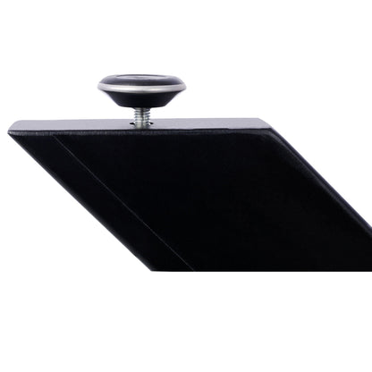 Spider shaped steel table base in black with heavy duty construction close-up of knob and bolt on Tampa Home & Garden Store