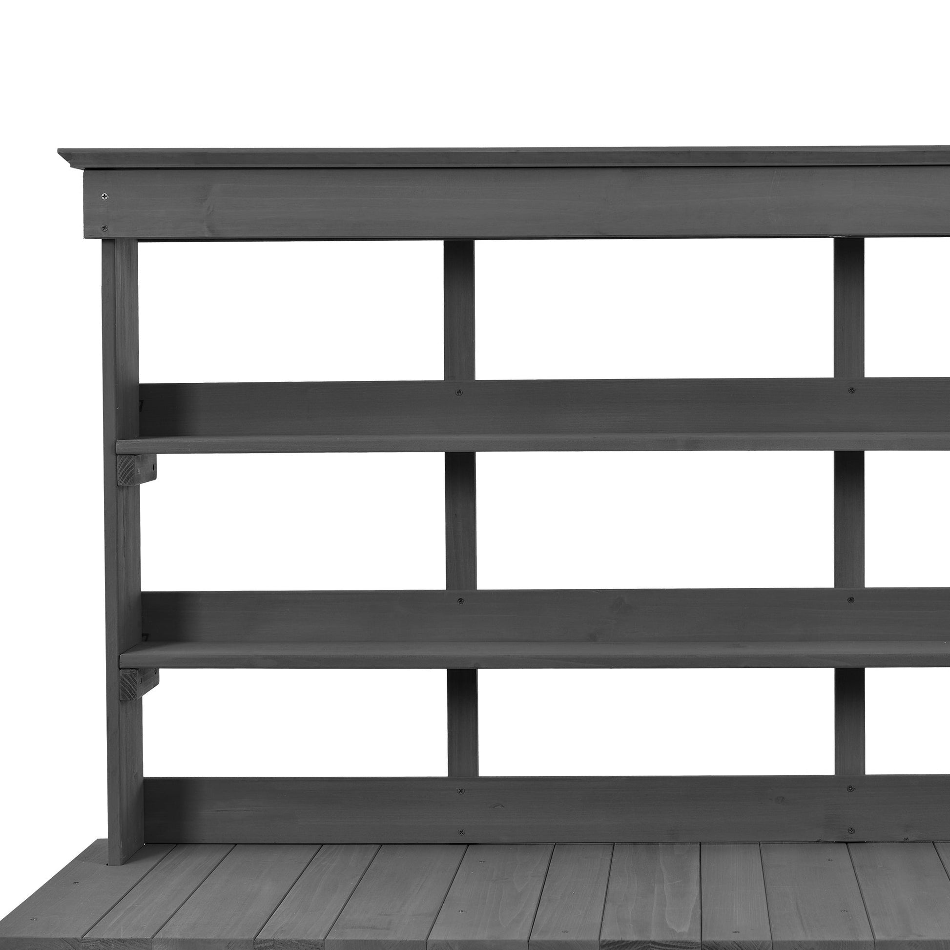 Topmax 66'' outdoor farmhouse wooden potting bench table gray stained wood by HouseOfZazla on Tampa Home & Garden Store
