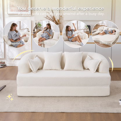 Stylish Foldable Sofa Bed and Supportive Pillows