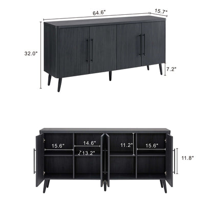 Mid-Century Modern Sideboard with Adjustable Shelves dark gray grooved doors by HouseOfZazla on Tampa Home & Garden Store