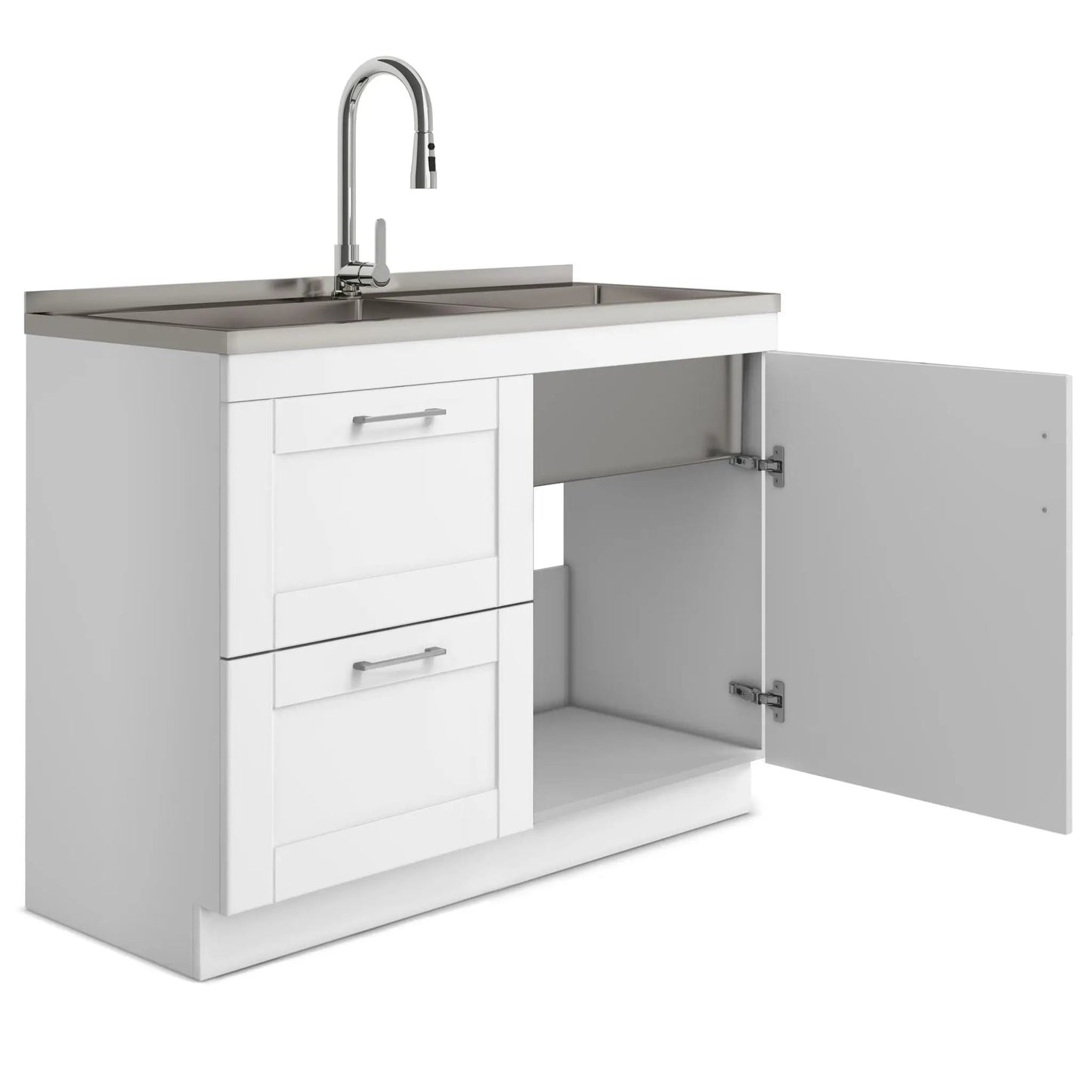 Shaker Laundry Cabinet with Sink and Faucet White