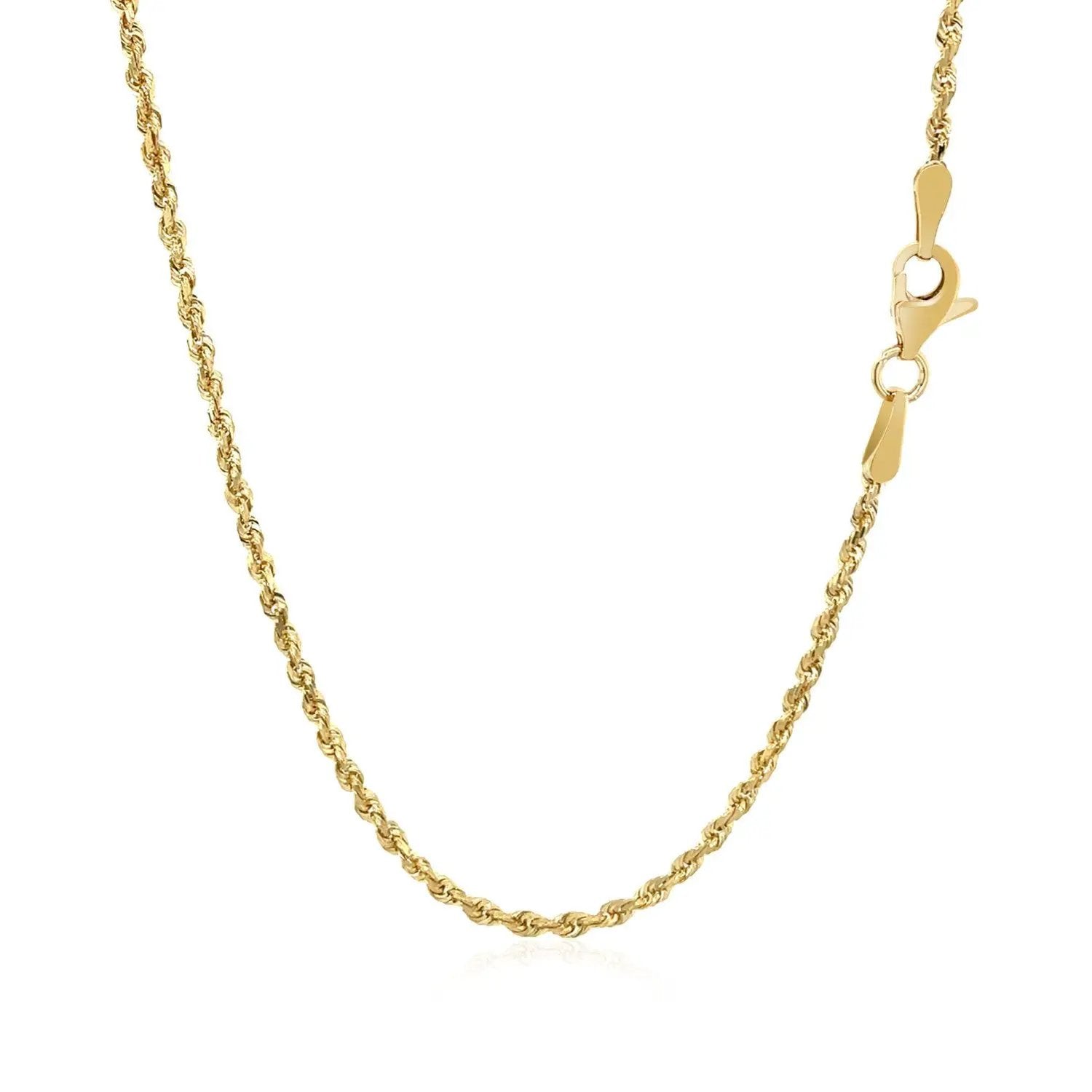 2.0mm yellow gold solid diamond-cut rope chain necklace by Bids.com with lobster clasp on Tampa Home & Garden Store
