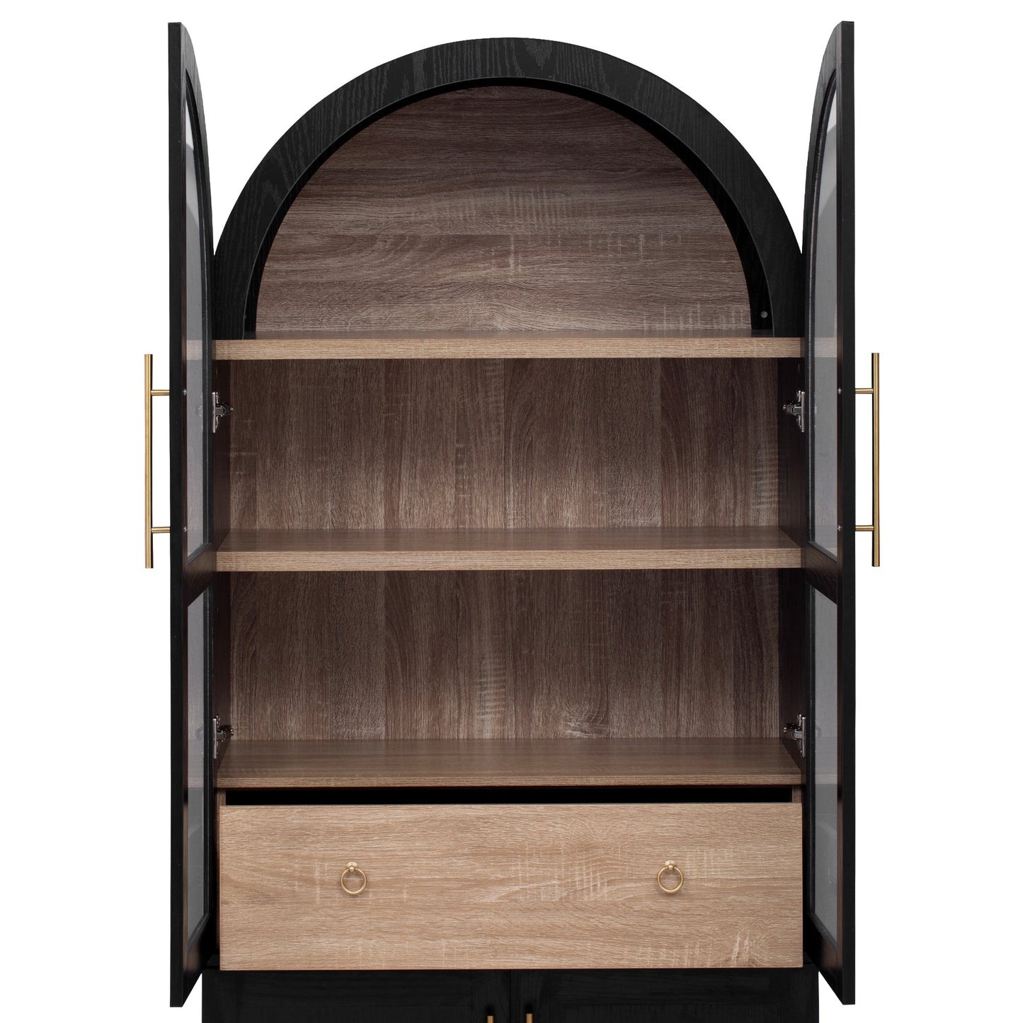 Tall Arched Kitchen Cabinet And Glass Doors