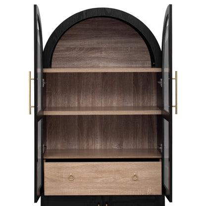 Tall Arched Kitchen Cabinet And Glass Doors