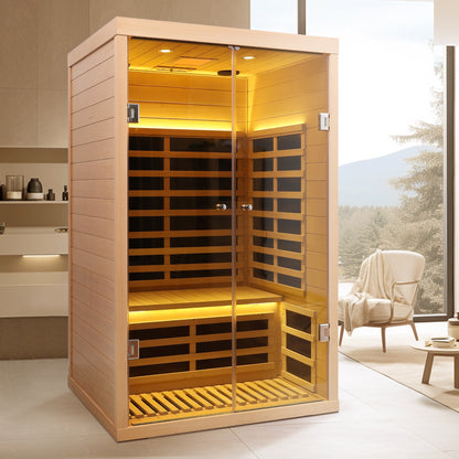 Hemlock infrared double sauna with glass doors, 2-person indoor luxury, HouseOfZazla on Tampa Home & Garden Store