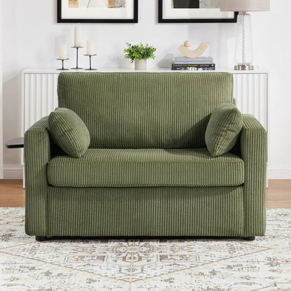 Sleeper Sofa with green ribbed upholstery and attached side table on Tampa Home & Garden Store