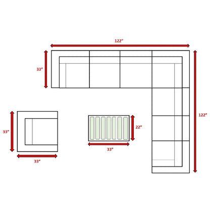 Stylish Entertainment Sectional Set outdoor living L-shaped sectional with ottoman 122 inch span on Tampa Home & Garden Store