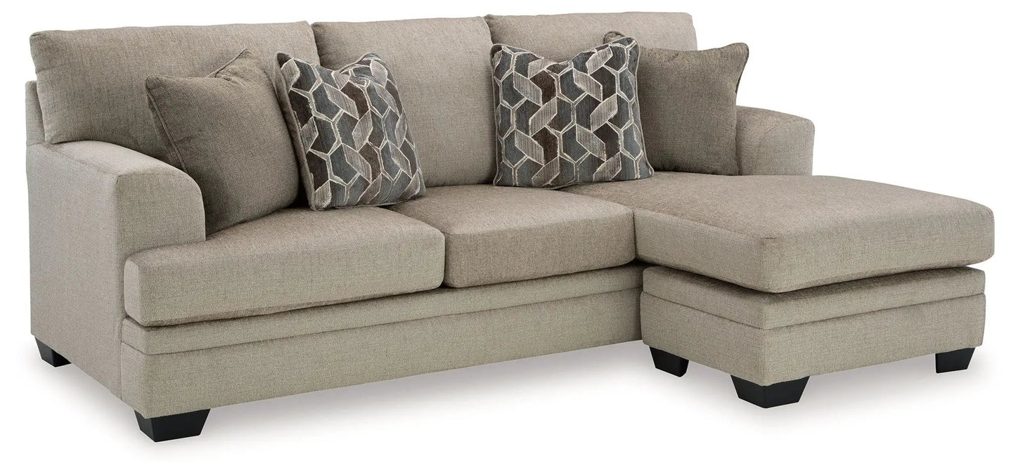 Stonemeade 3-piece living room set in beige fabric with geometric-patterned throw pillows on Tampa Home & Garden Store