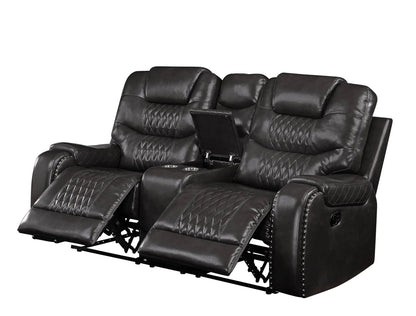 Braylon recliner loveseat with cupholder console in brown leather by Unique Piece Furniture on Tampa Home & Garden Store