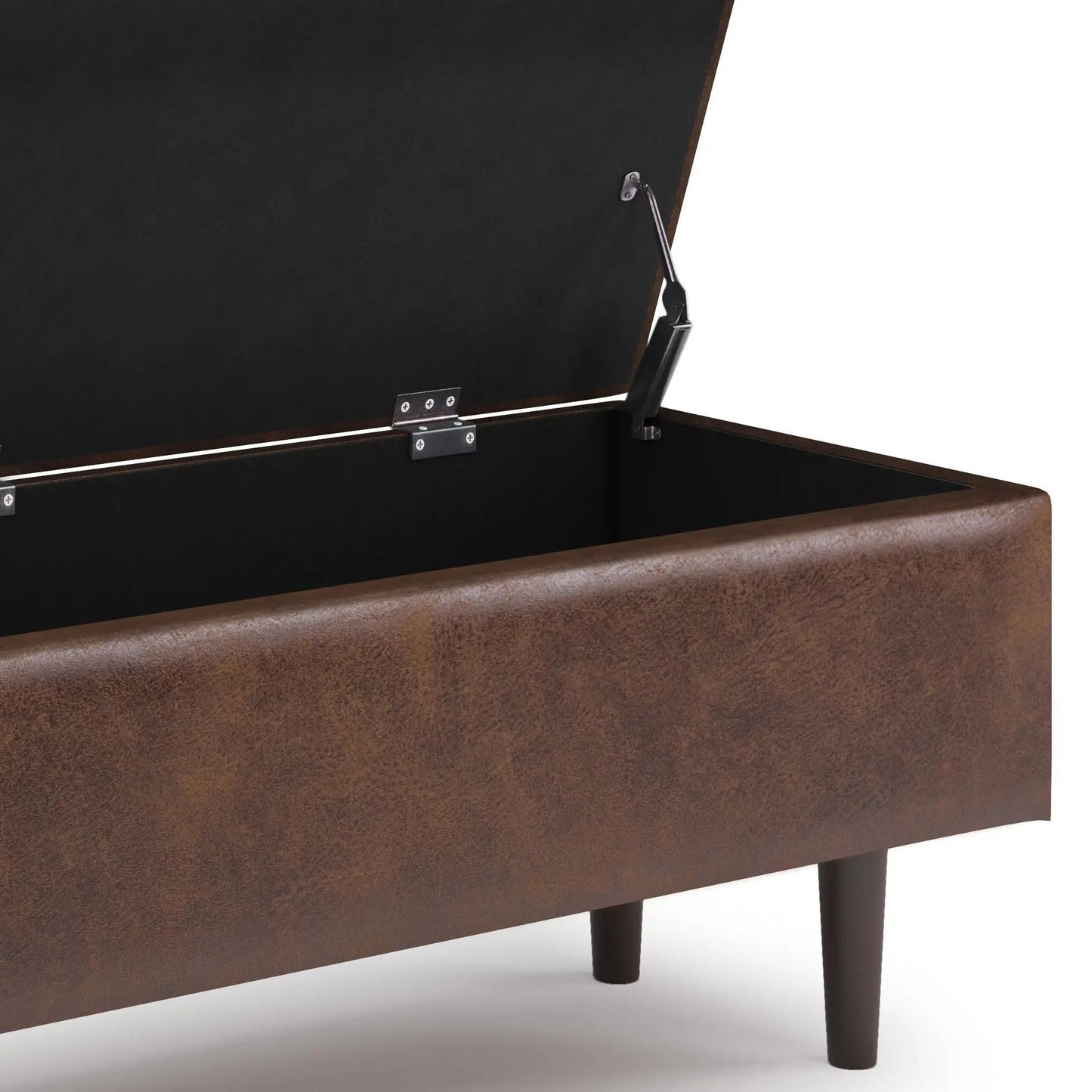 Shay square storage ottoman brown upholstery with metal hinges Unique Piece Furniture on Tampa Home & Garden Store