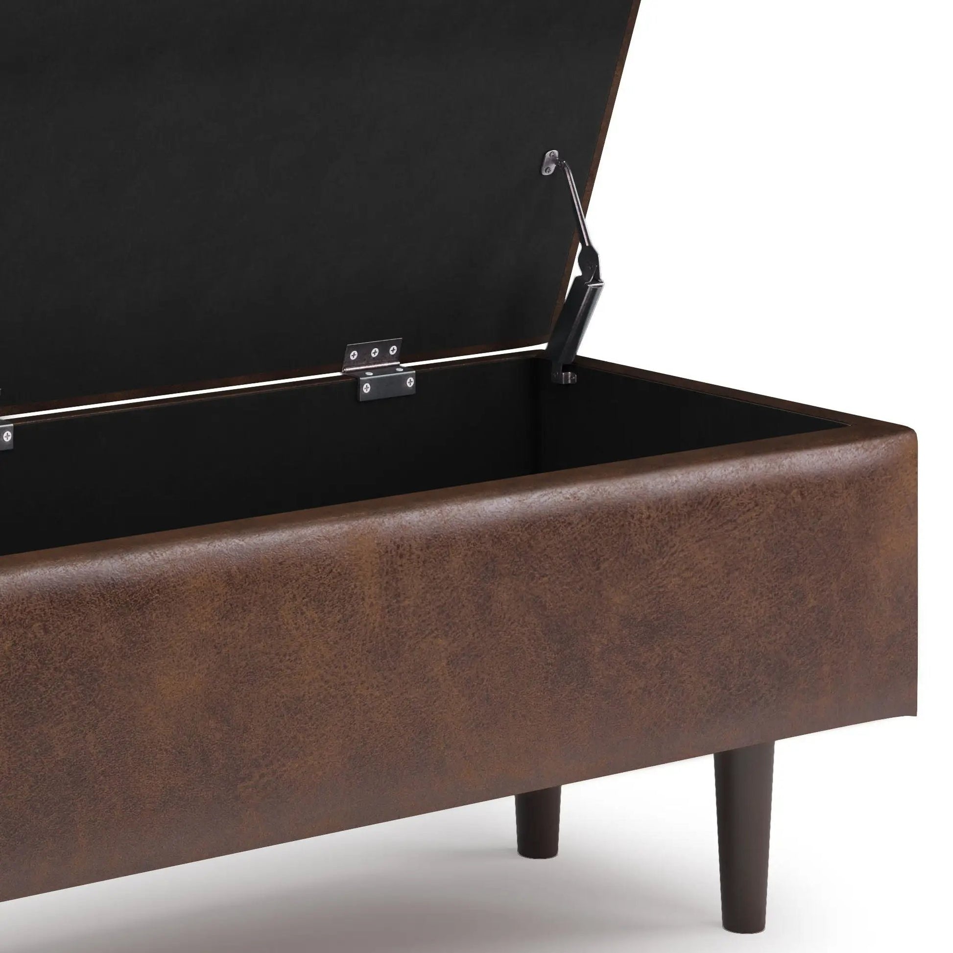 Shay square storage ottoman brown upholstery with metal hinges Unique Piece Furniture on Tampa Home & Garden Store