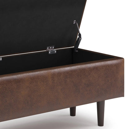 Shay square storage ottoman brown upholstery with metal hinges Unique Piece Furniture on Tampa Home & Garden Store