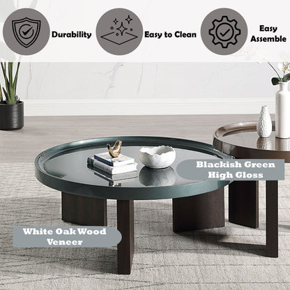 Elegant Design Round Coffee Table with High Gloss Top in dark green by HouseOfZazla on Tampa Home & Garden Store
