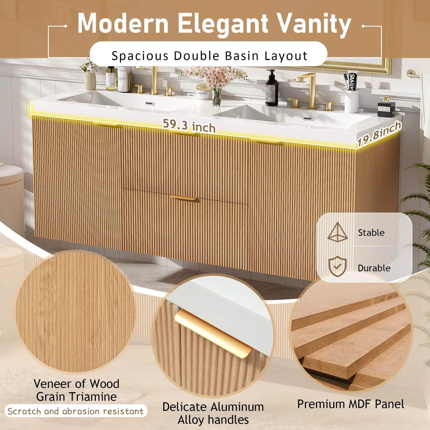 Modern Wall Mounted Vanity and Soft Close Doors