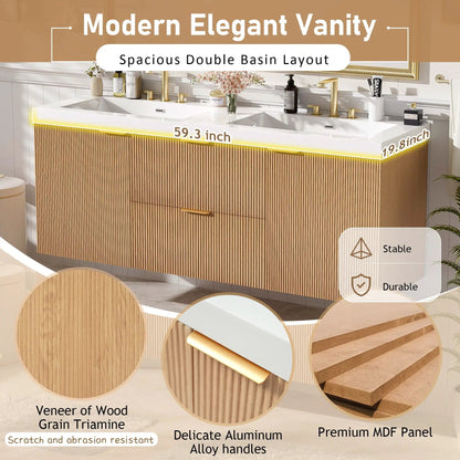 Modern Wall Mounted Vanity and Soft Close Doors