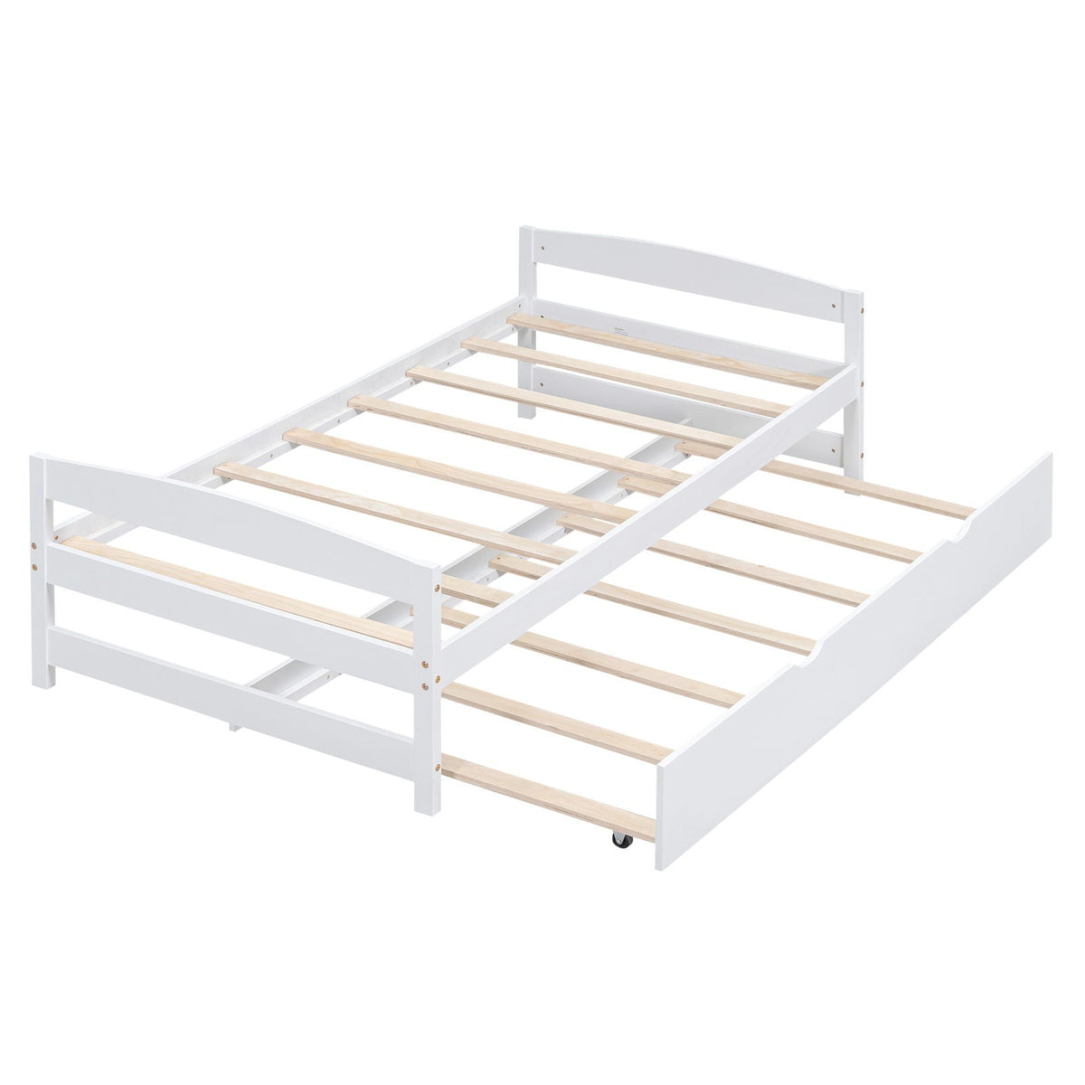 Platform Bed With Trundle white frame with natural wood slats HouseOfZazla on Tampa Home & Garden Store