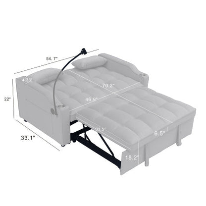Modern Velvet Loveseat Futon Sofa Couch with Pullout Bed in white tufted upholstery on Tampa Home & Garden Store
