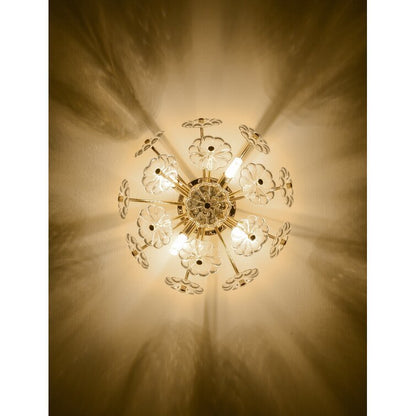 Gold flush mount ceiling light with crystal flower petals in a starburst pattern on Tampa Home & Garden Store