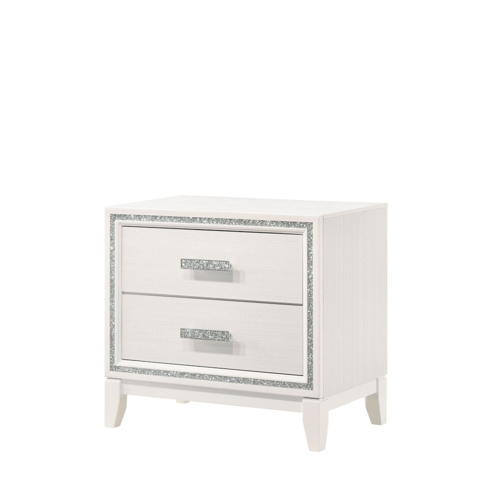 Haiden Weathered Nightstand with Silver Trim