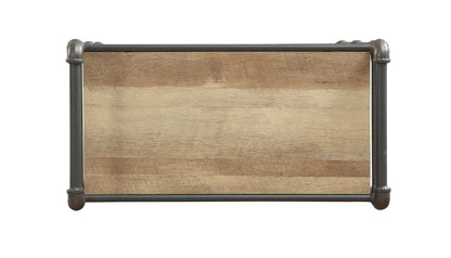 Itzel Bookshelf etagere in antique oak and sandy gray with black metal frame by HouseOfZazla on Tampa Home & Garden Store