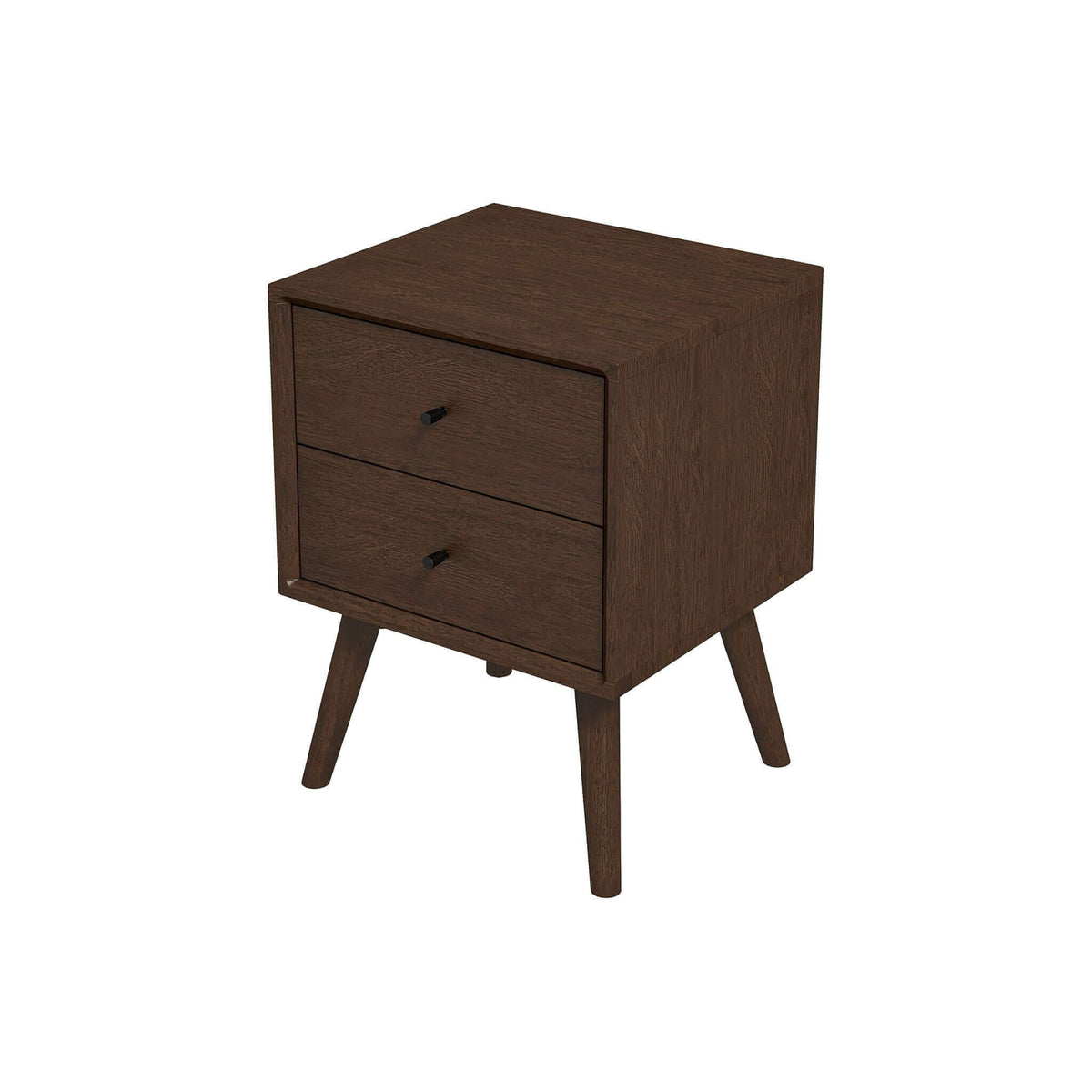 Mid-Century nightstand by HouseOfZazla, dark brown wood with 2 drawers and tapered legs on Tampa Home & Garden Store