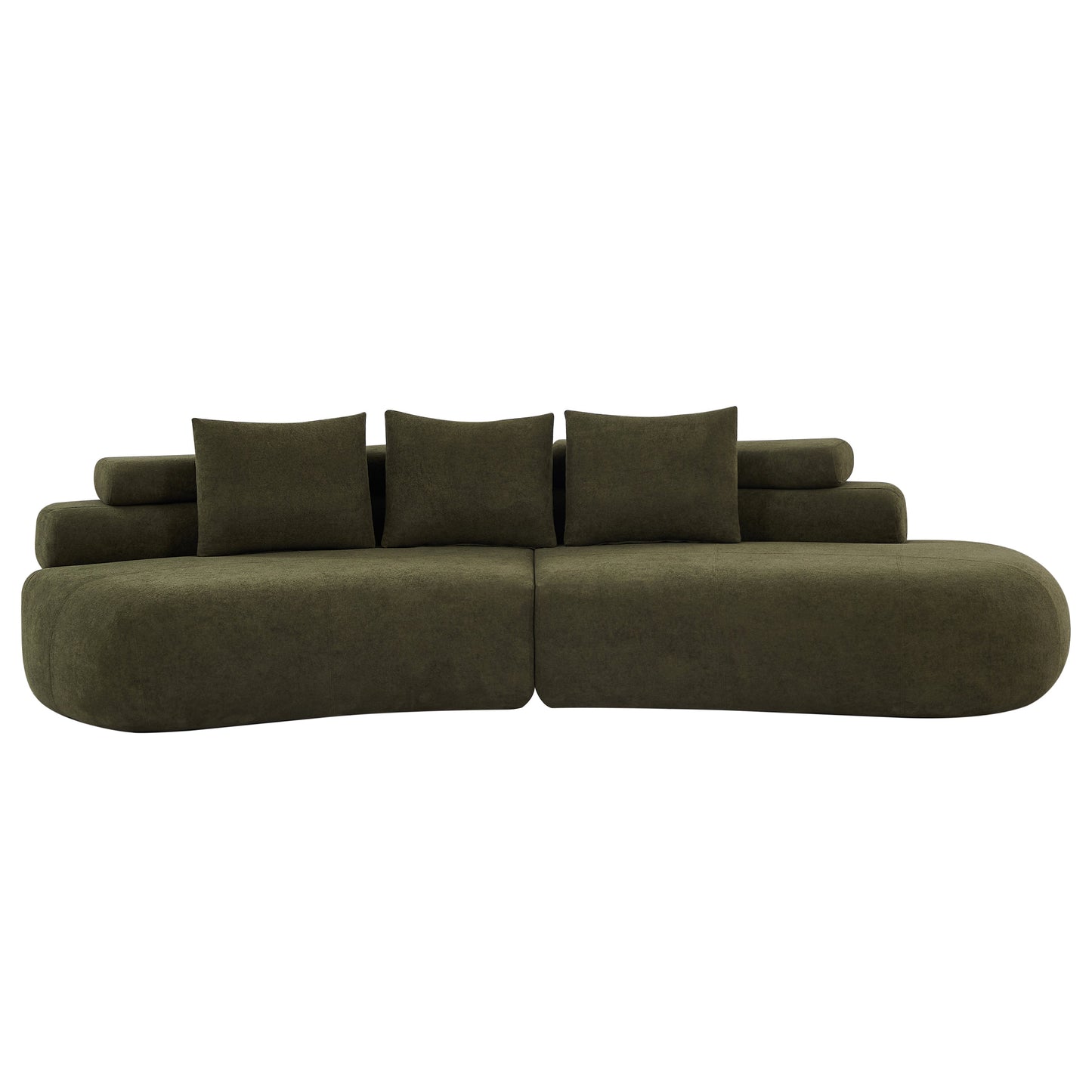 122-inch curved olive green sectional sofa by HouseOfZazla with plush cushions on Tampa Home & Garden Store
