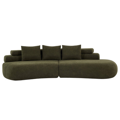 122-inch curved olive green sectional sofa by HouseOfZazla with plush cushions on Tampa Home & Garden Store