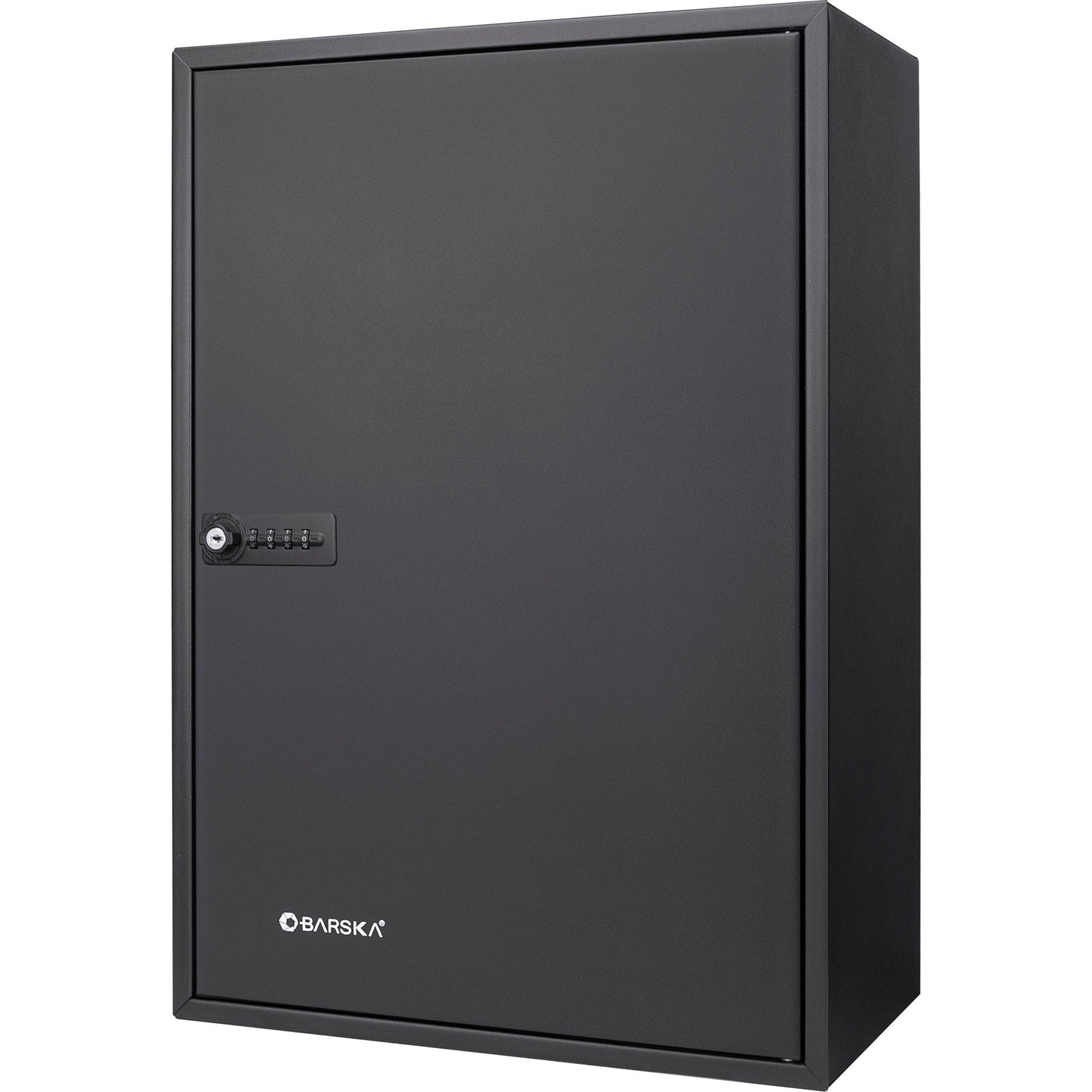 Adjustable key cabinet with combination lock, black metal wall storage, Barska logo on Tampa Home & Garden Store