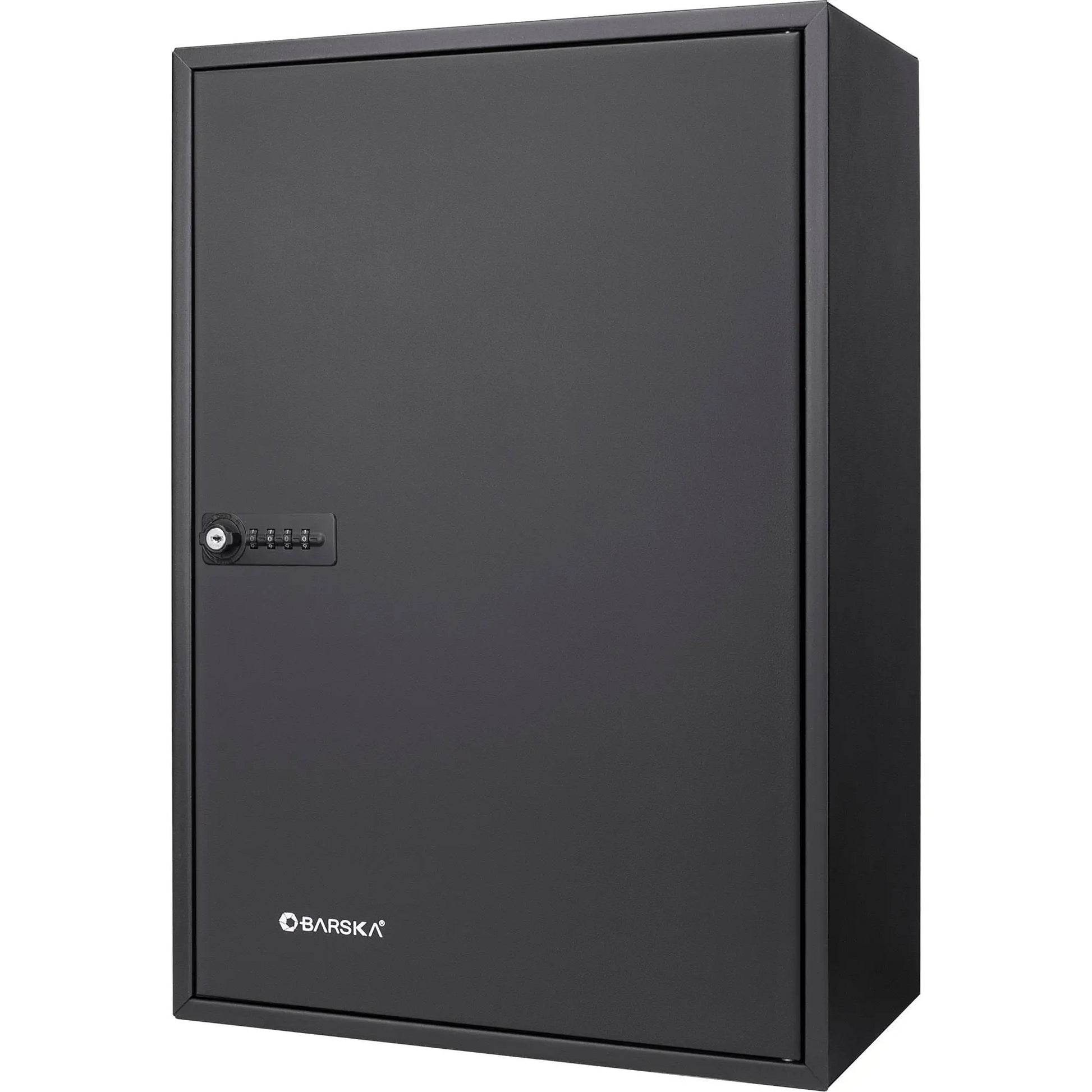 Adjustable key cabinet with combination lock, black metal wall storage, Barska logo on Tampa Home & Garden Store