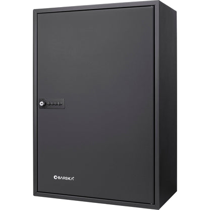 Adjustable key cabinet with combination lock, black metal wall storage, Barska logo on Tampa Home & Garden Store