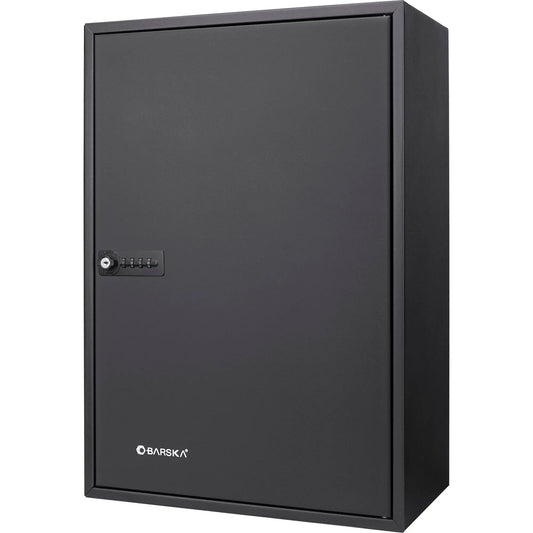 Adjustable key cabinet with combination lock, black metal wall storage, Barska logo on Tampa Home & Garden Store