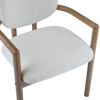 Upholstered Arm Dining Chairs set of 2, light gray fabric with wood arms by HouseOfZazla on Tampa Home & Garden Store