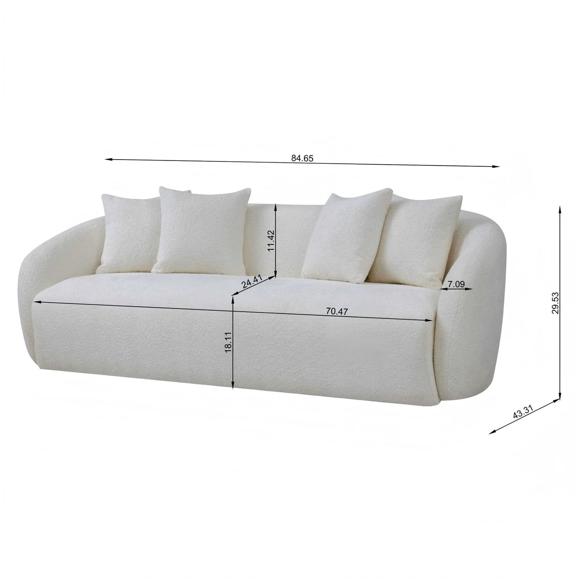 Linden ivory stationary sofa with plush textured cushions by Unique Piece Furniture on Tampa Home & Garden Store